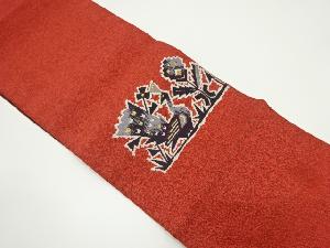 アンティーク　花鳥模様織り出し名古屋帯（着用可）